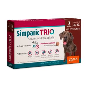 Simparic Trio 72mg Antipulgas e Carrapatos Para Cães 40,1 a 60kg 3 Comprimidos