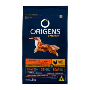 Ração Origens Energy Para Cães Adultos Sabor Frango e Cereais 15kg