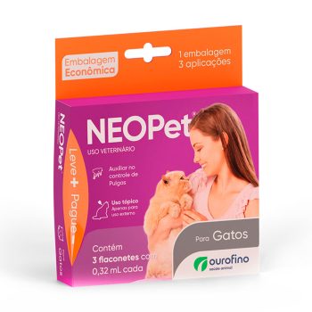 Antipulgas Neopet Gatos de 1 a 8kg Ourofino 3 Pipetas