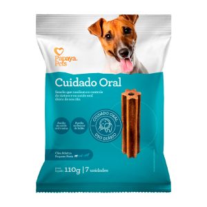Petisco Papapya Pets Cuidado Oral Para Cães Adultos Porte Pequeno Sabor Frango 110g