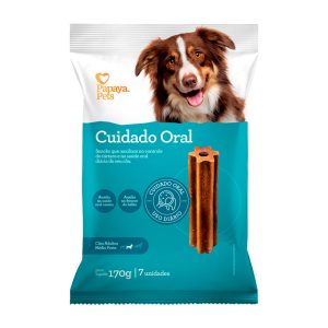 Petisco Papapya Pets Cuidado Oral Para Cães Adultos Porte Médio Sabor Frango 170g