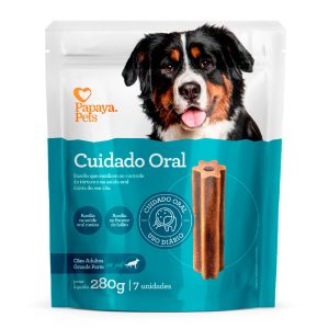 Petisco Papapya Pets Cuidado Oral Para Cães Adultos Porte Grande Sabor Frango 280g