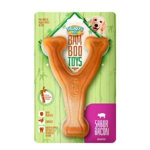 Brinquedo Mordedor Para Cães Osso Bamboo Forquilha Médio Truqys Pet