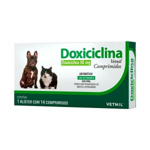 Antibiótico Doxiciclina 50mg Para Cães e Gatos Vetnil 14 Comprimidos