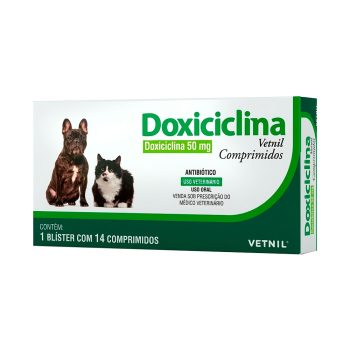 Antibiótico Doxiciclina 50mg Para Cães e Gatos Vetnil 14 Comprimidos