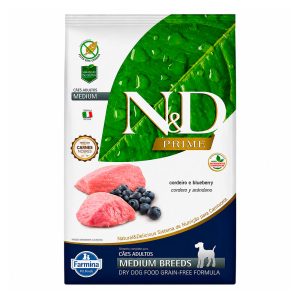 Ração N&D Prime Cães Adultos Raças Médias Cordeiro e Blueberry 10,1kg