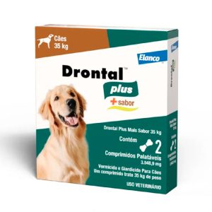 Vermífugo Drontal Plus Para Cães 35kg Elanco +Sabor Carne 2 Comprimidos