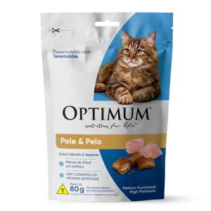 Petisco Optimum Para Gatos Adultos Pele e Pelo Sabor Salmão 80g