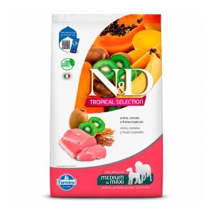 Ração Farmina N&D Tropical Selection Para Cães Adultos Raças Médias e Grande Suíno, Cereais e Frutas Tropicais 10,1kg