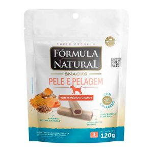 Biscoito Snack Fórmula Natural Pele e Pelagem Cães Adultos Porte Médio e Grande 120g