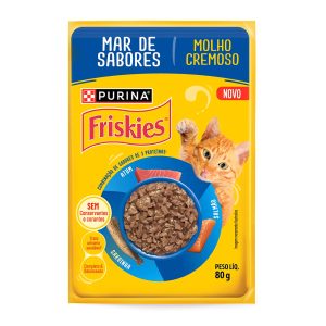 Ração Úmida Friskies Sachê Para Gatos Adultos Mar de Sabores 80g