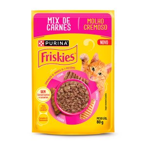 Ração Úmida Friskies Sachê Para Gatos Adultos Mix de Carnes 80g