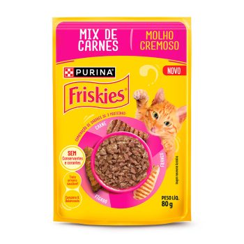 Ração Úmida Friskies Sachê Para Gatos Adultos Mix de Carnes 80g