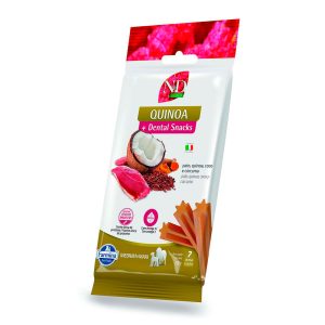 Petisco N&D Quinoa Dental Cães Raças Médias e Grandes Sabor Pato, Quinoa, Coco e Cúrcuma 100g