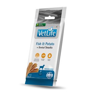 Petisco Vet Life Fish & Potato Dental Cães Raças Médias e Grandes 100g