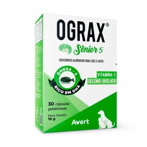 Suplemento Ograx Sênior 5 Para Cães e Gatos Avert 30 Cápsulas